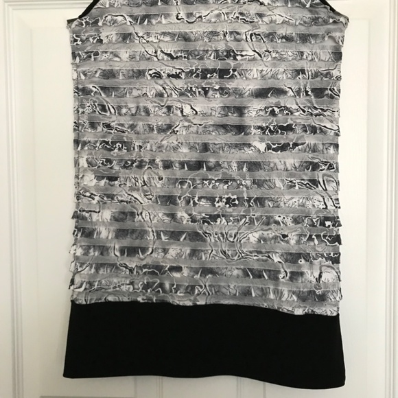 Y2K Suzy Shier Floral Sleeveless High Neck Blouse Top M Black White - Picture 5 of 10